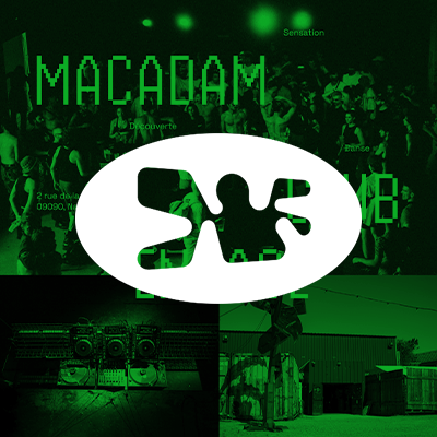 Projet Macadam, visuel d'un club de musique électronique avec le logo du club