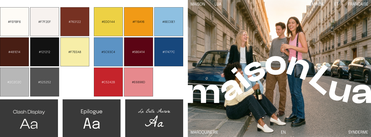 Charte graphique colorée de Maison Lua