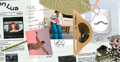 Collage de papier, photos et citations représentant Maison Lua