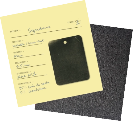 Image de synderme, cuir recylcé noir à grain